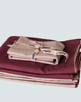 Aubergine/Beige bedding, Libre fabrics