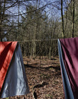 Two-coloured tablecloth Brick red/Light blue